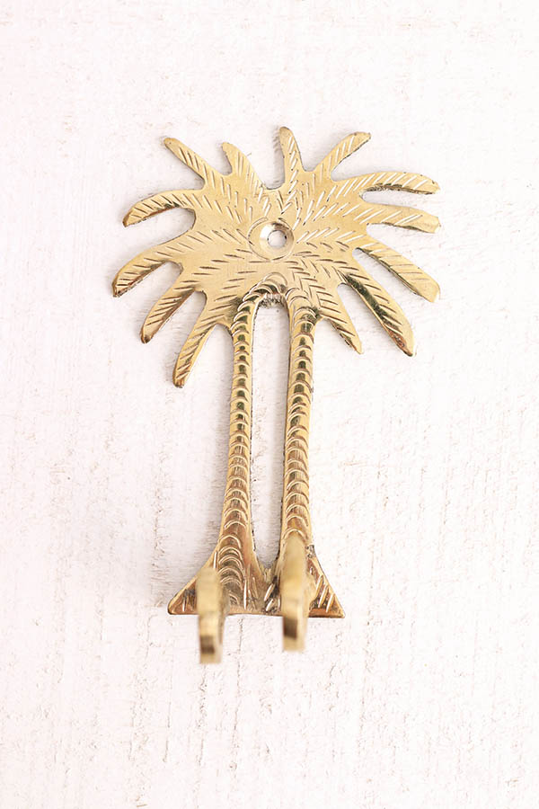 Palm Tree Wall Hooks - Gold Brass