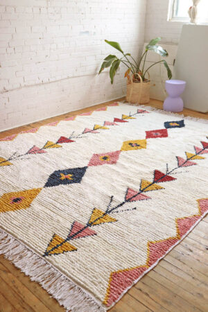 tapis Marocain en coton, 8x10, rose, tapis de chambre, Baba Souk