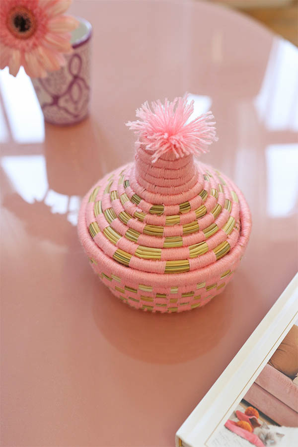 Pink, basket, handmade in Morocco, Baba Souk