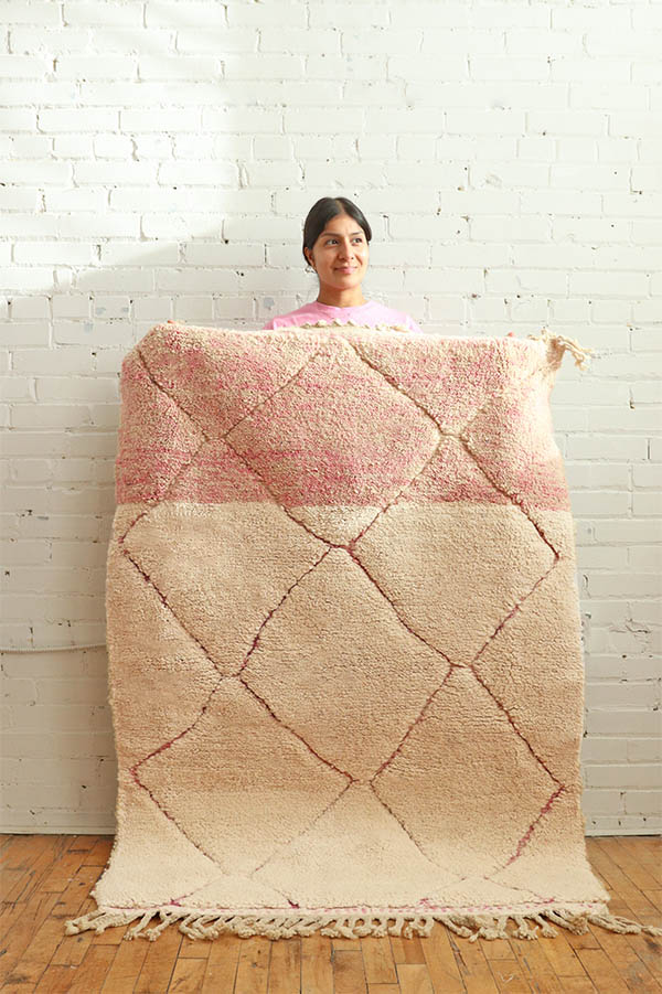 Tapis Marocains Beni Ourain, beige et rose. Baba Souk, Montréal